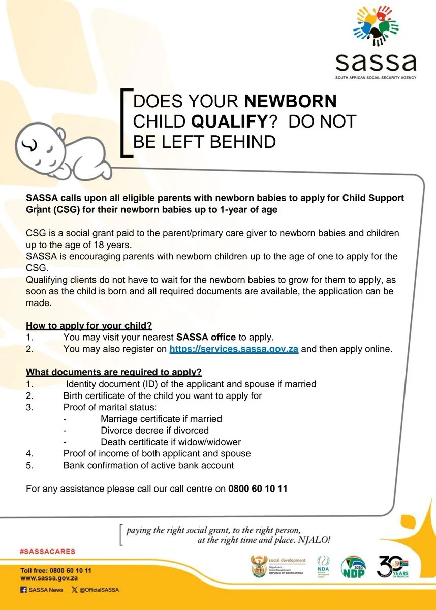 Apply for your Newborn for SASSA Child Grant